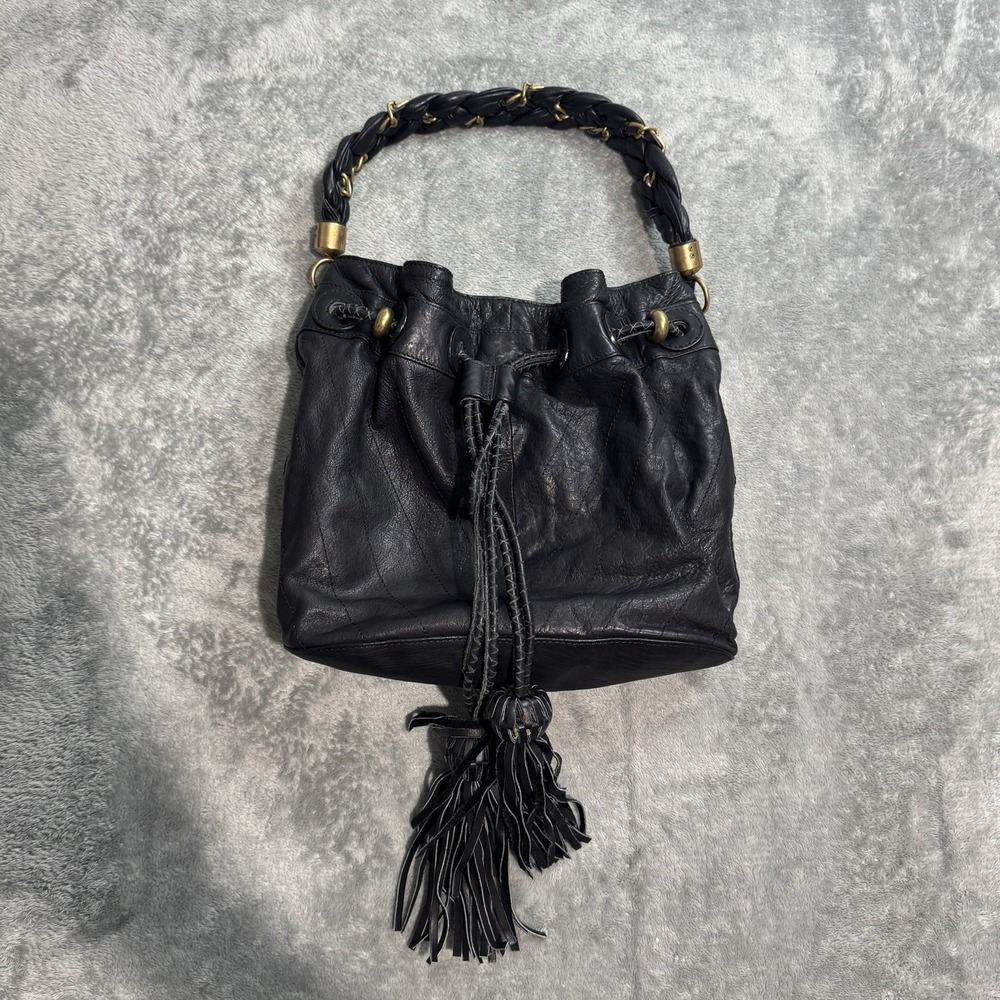 VTG Y2K Steven Steve Madden Leather Bucket Hobo Hand Bag Western Grunge Indie